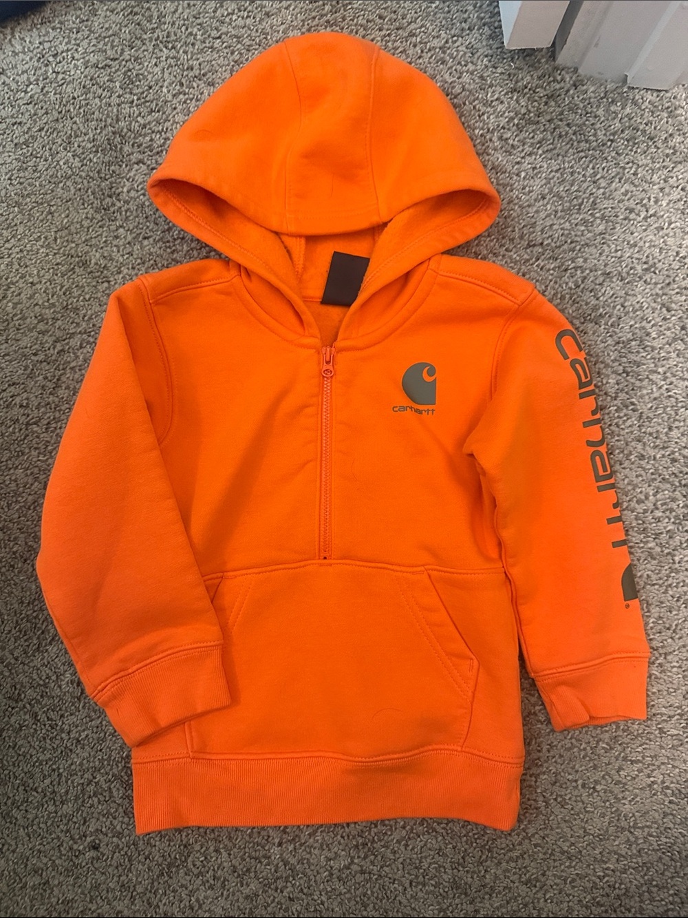 Carhartt Kids Orange Half-Zip Hooded Sweatshirt